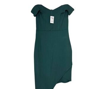 Women's Carlotte Russe Off Shoulder Asymmetric Green Dress